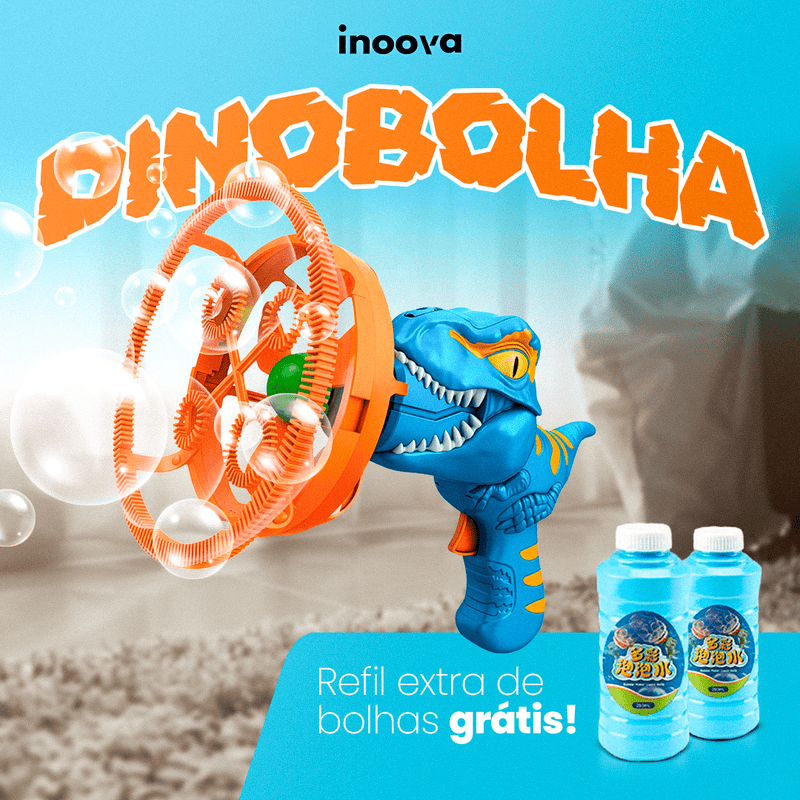 Pistola de Bolinha Dino Bolha + Brinde. - Inoova Brasil